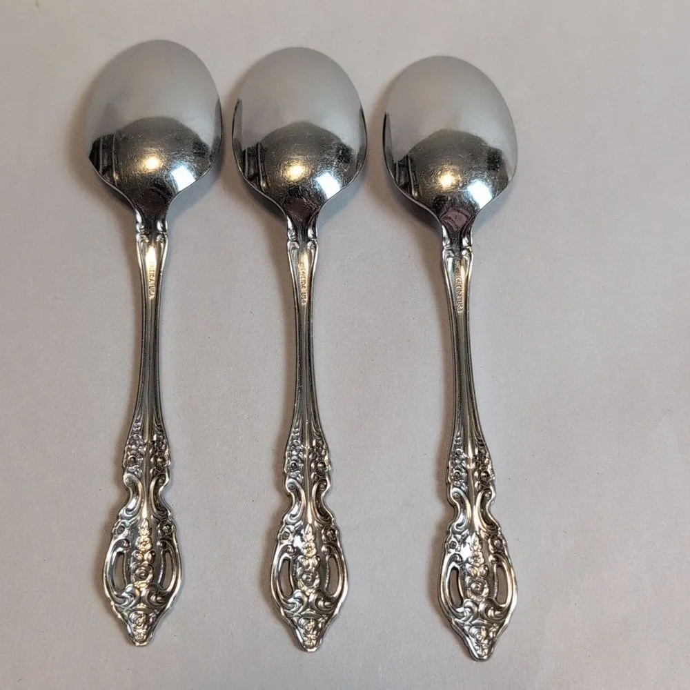 Elegant Oneida Silverplate Ornate Spoons - Set of 3 Soup Spoons & 3 Teaspoons